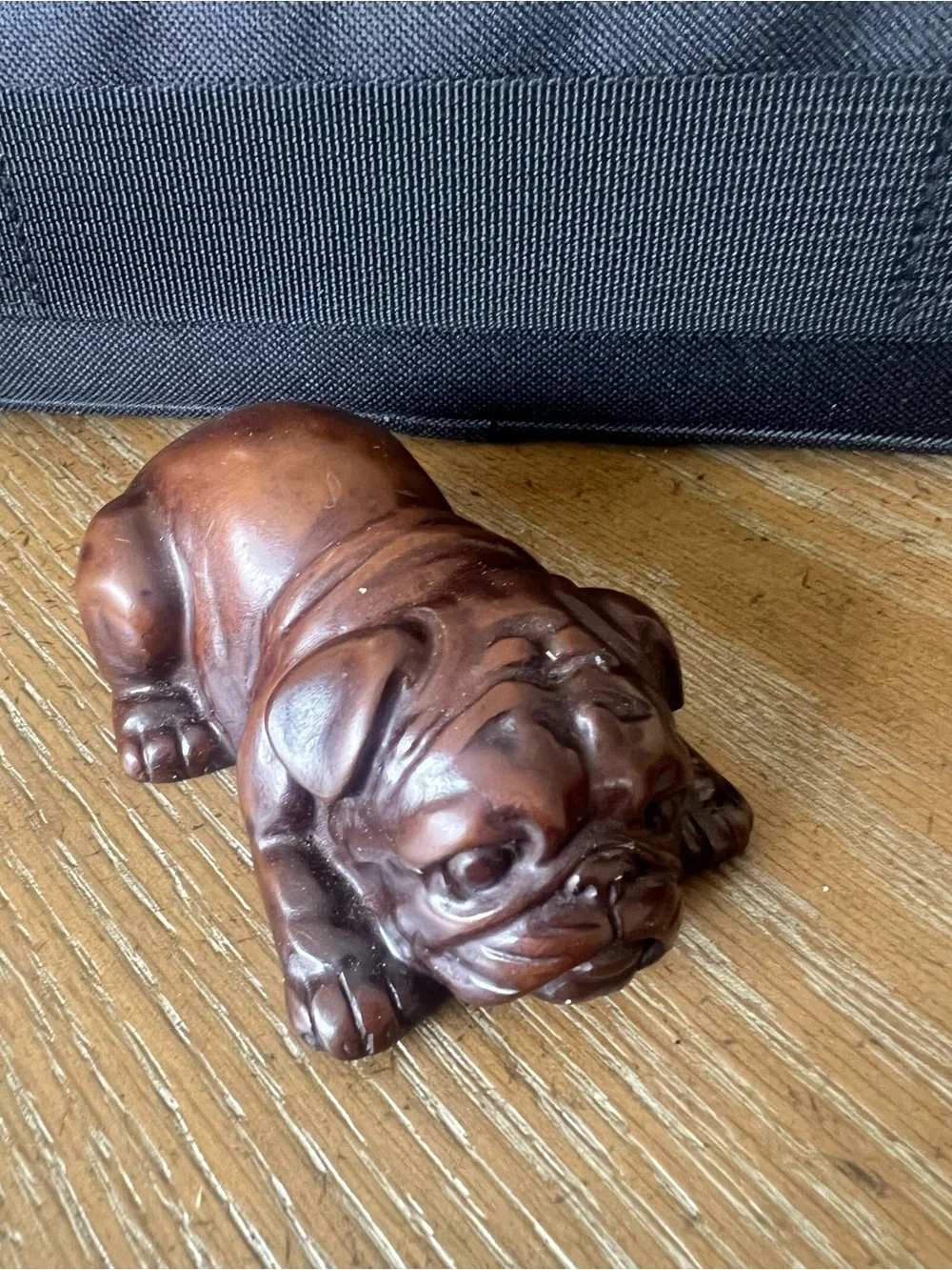 Brown Decorative wood look resin Bulldog Puppy Figurine - Dog Collectible